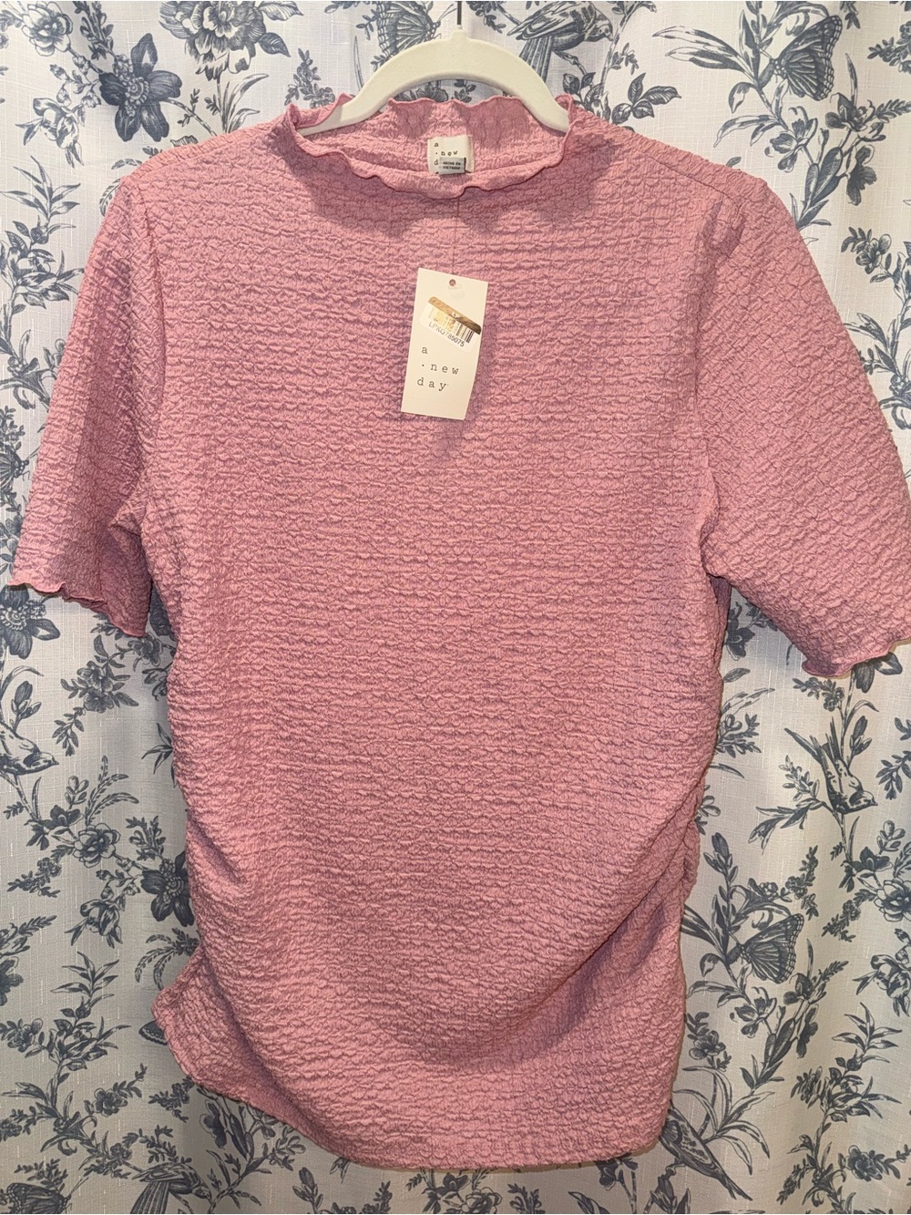 a new day Pink Textured Short Sleeve Mock Neck Top